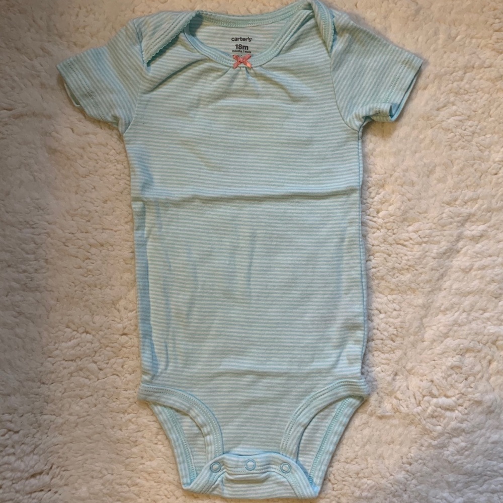 Carter’s 18 months blue & white striped onesie